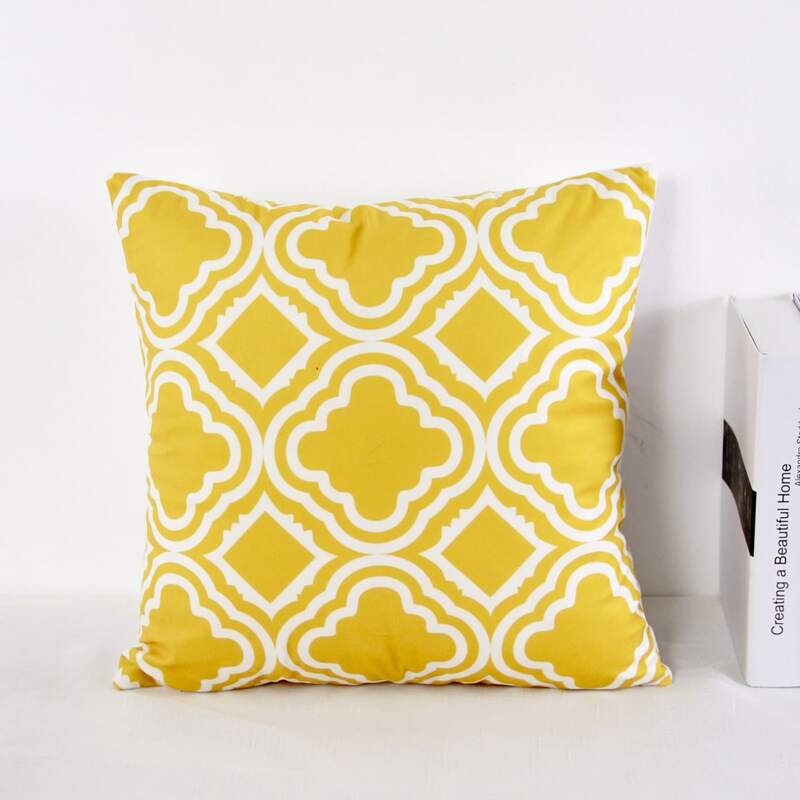

Geometric Print Cushion Cover Without Filler, Yellow