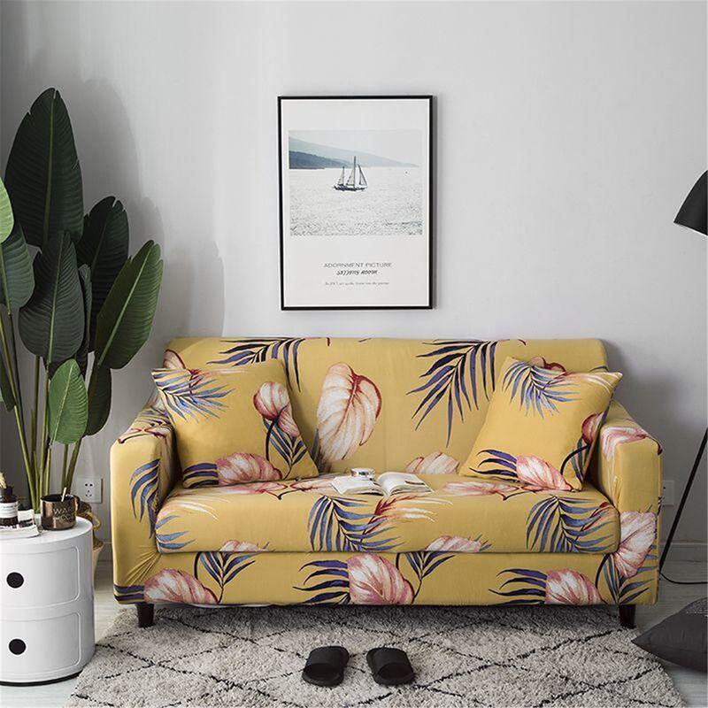 

Leaf Print Stretchy Sofa Cover Without Cushion Cover, Multicolor