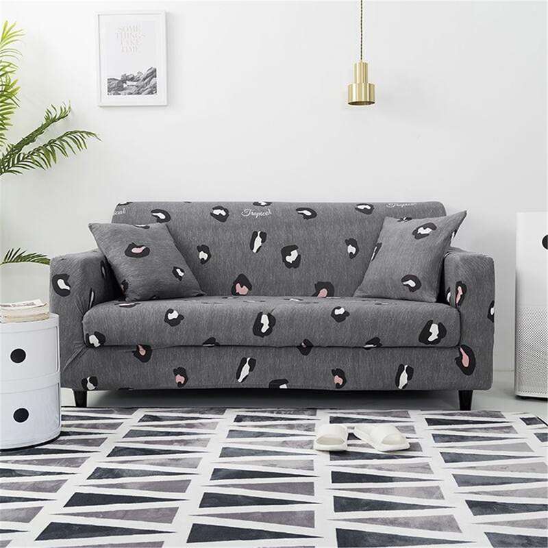 

Leopard Print Stretchy Sofa Cover Without Cushion Cover, Grey