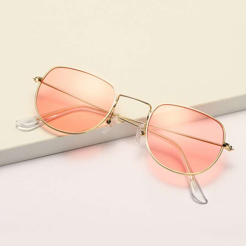 

Metal Frame Sunglasses With Case, Pink