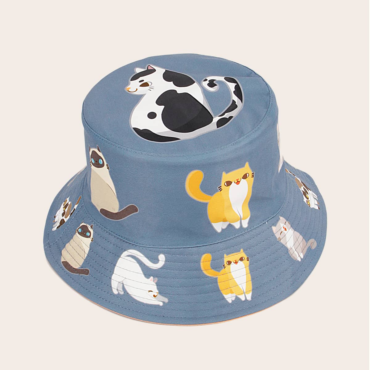 

Cat Pattern Bucket Hat, Multicolor