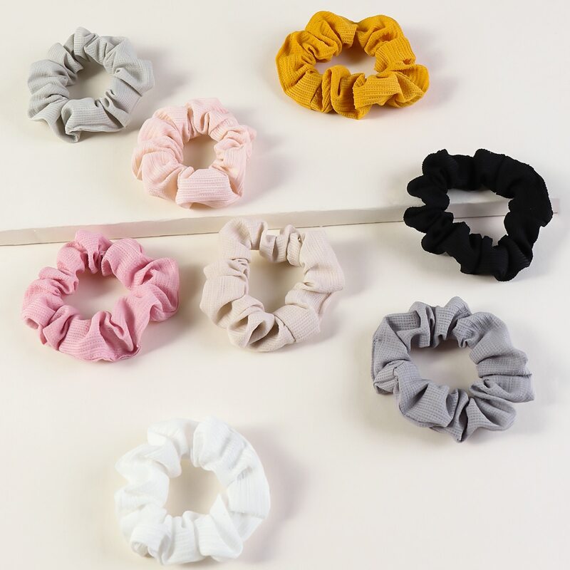 

8pcs Solid Scrunchie, Multicolor