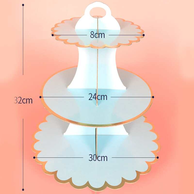 

1pc Three-layer Paper Cake Rack, Multicolor