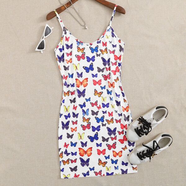 

Butterfly Print Cami Dress, Multicolor