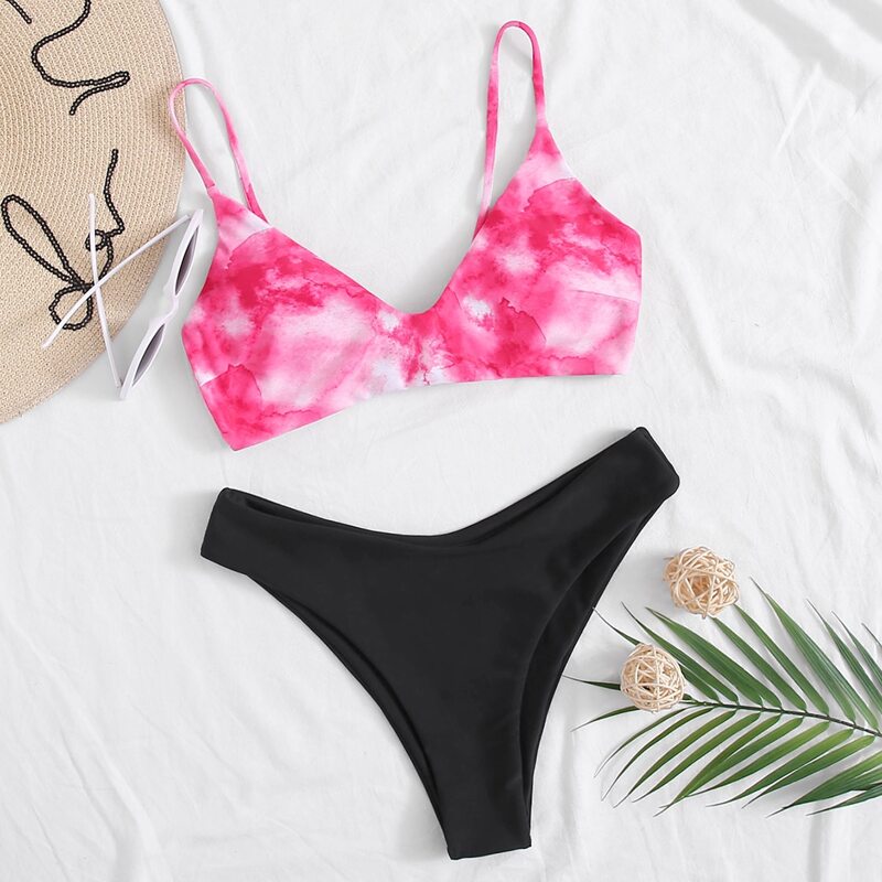 

Tie Dye High Leg Bikini Swimsuit, Multicolor