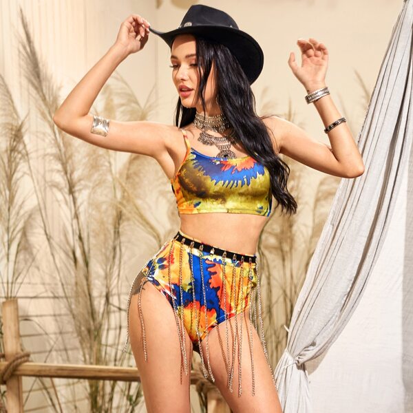 

Tie Dye Cami Top & Shorts Without Belt, Multicolor