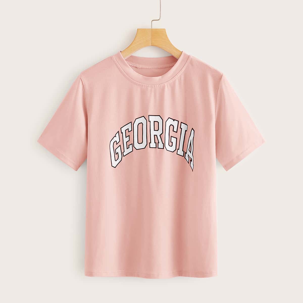 

Letter Graphic Boxy Tee, Pink