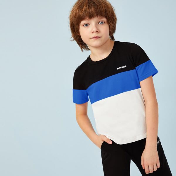 

Boys Colorblock Letter Graphic Top, Multicolor
