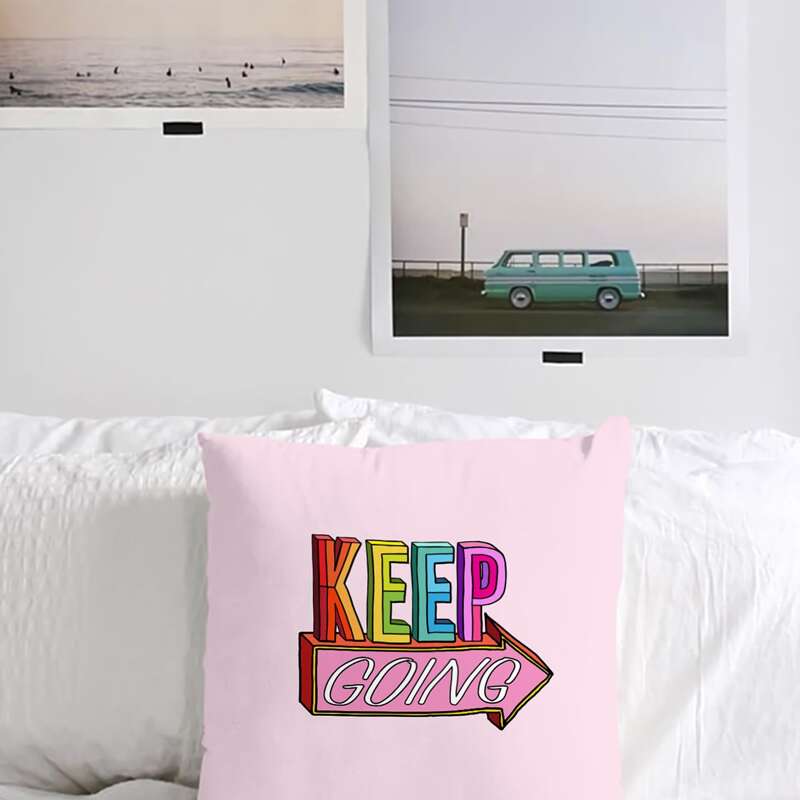 

Slogan Print Cushion Cover Without Filler, Pink