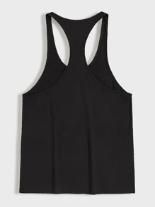 Manfinity 男友风男式字母图案工字背心 - 黑色 - 查看 2