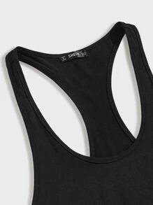 Manfinity 男友风男式字母图案工字背心 - 黑色 - 查看 3