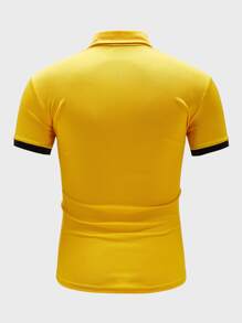 GENTILAND 男士長頸鹿刺繡polo襯衫 - 黃色 - 查看 2