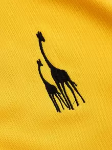 GENTILAND 男士長頸鹿刺繡polo襯衫 - 黃色 - 查看 4