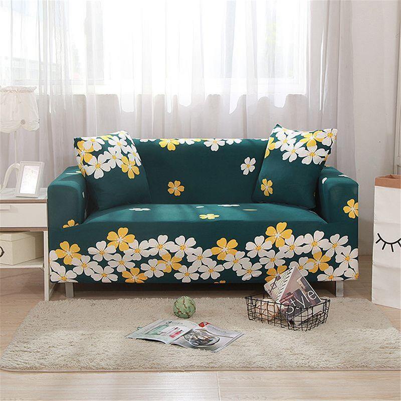 

1pc Flower Print Stretchy Sofa Cover Without Cushion Cover, Green