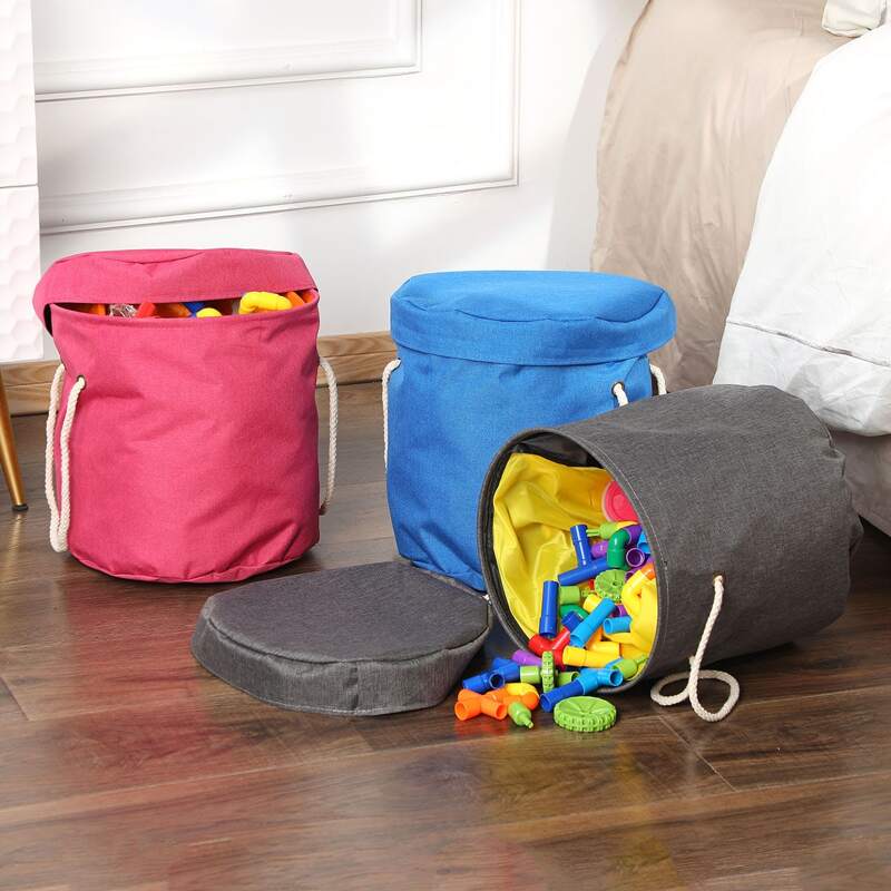 

1pc Solid Drawstring Storage Basket, Multicolor