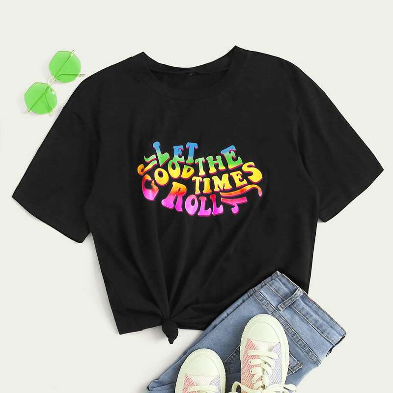 

Letter Graphic Short Sleeve Tee, Black