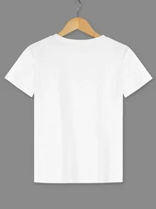Camiseta con estampado de salpicadura de pintura y corazón - grande - Blanco - Ver 2