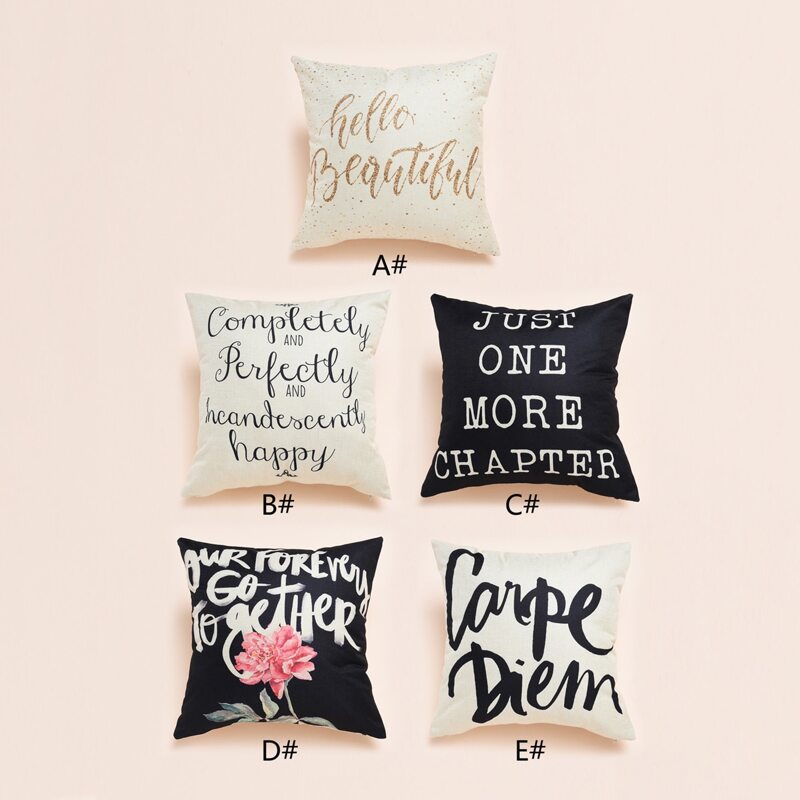 

1pc Slogan Graphic Cushion Cover Without Filler, Multicolor