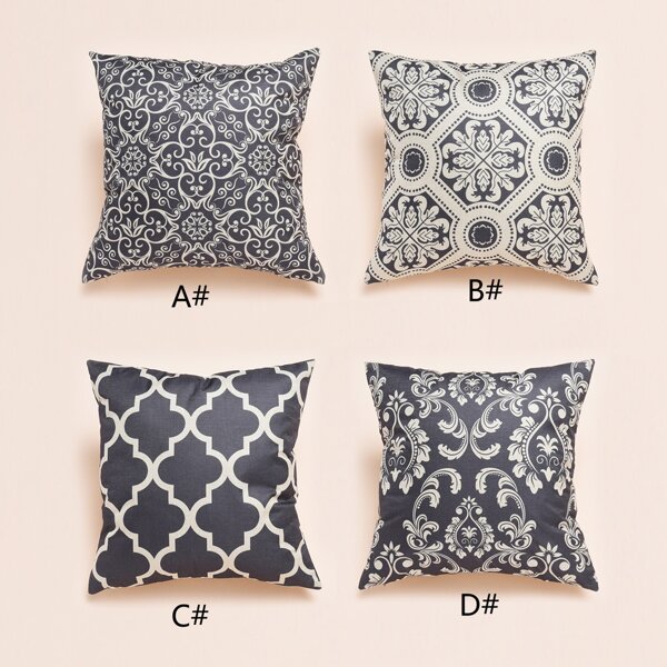

1pc Geometric Pattern Cushion Cover Without Filler, Grey
