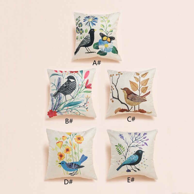 

1pc Bird Print Cushion Cover Without Filler, Multicolor