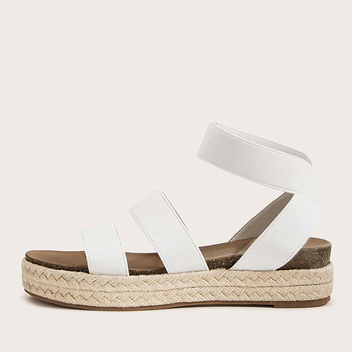 

Minimalist Double Strap Ankle Strap Sandals, White
