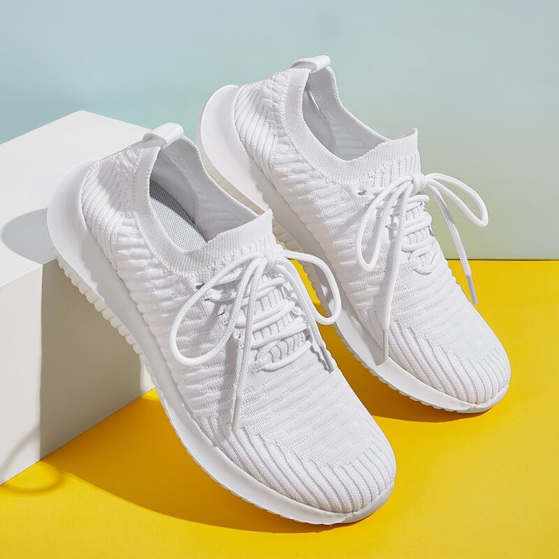 Lace-up Front Textured Wide Fit Sneakers, White