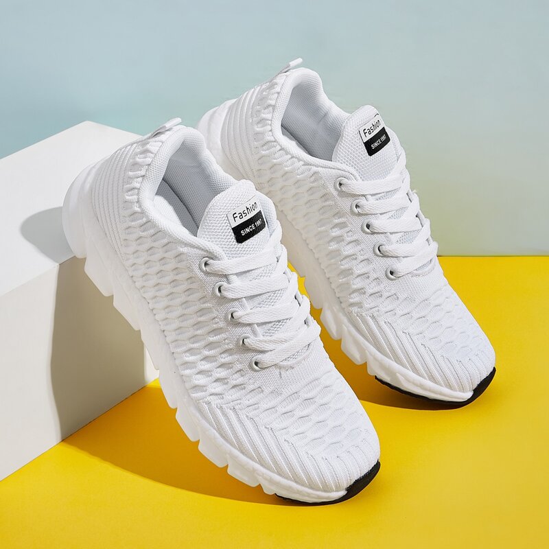 Lace-up Front Textured Wide Fit Sneakers, White