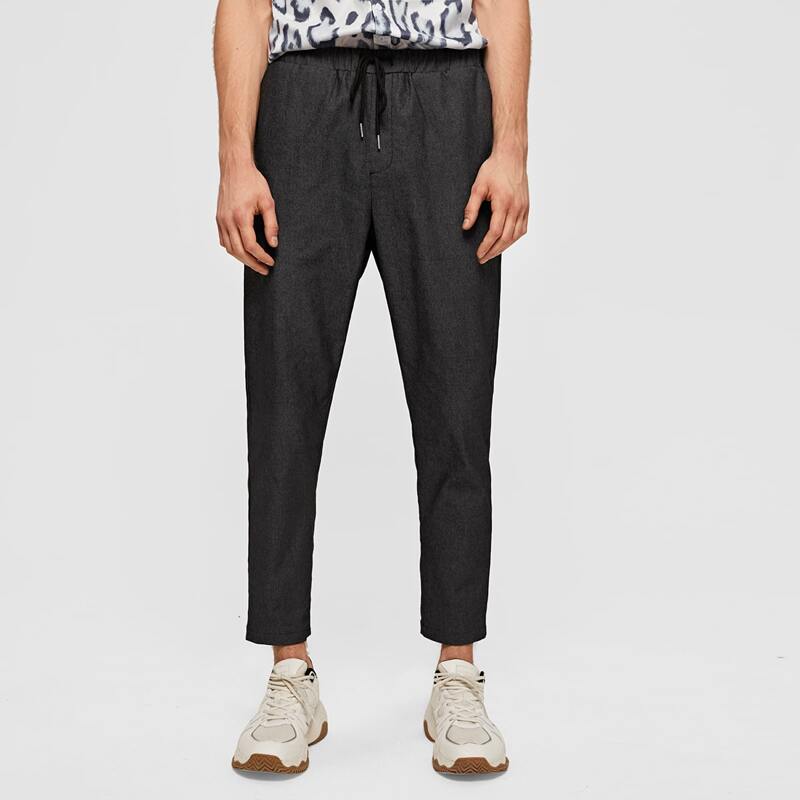

Guys Drawstring Waist Slant Pocket Pants, Black