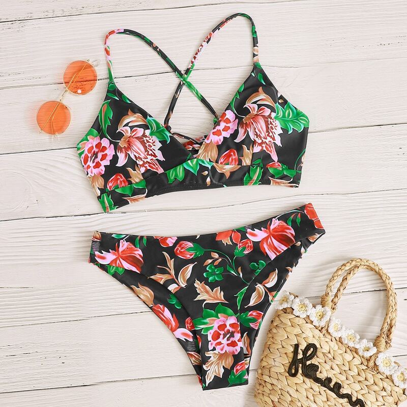 

Floral Print Bikini Swimsuit, Multicolor