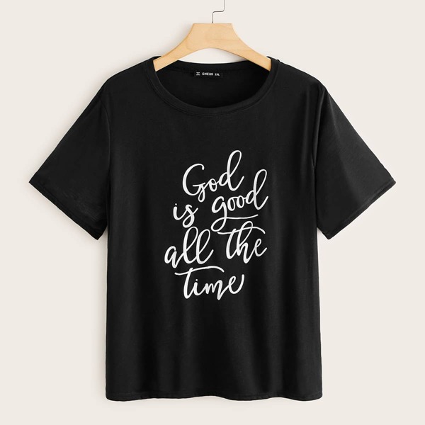 

Plus Slogan Graphic Tee, Black