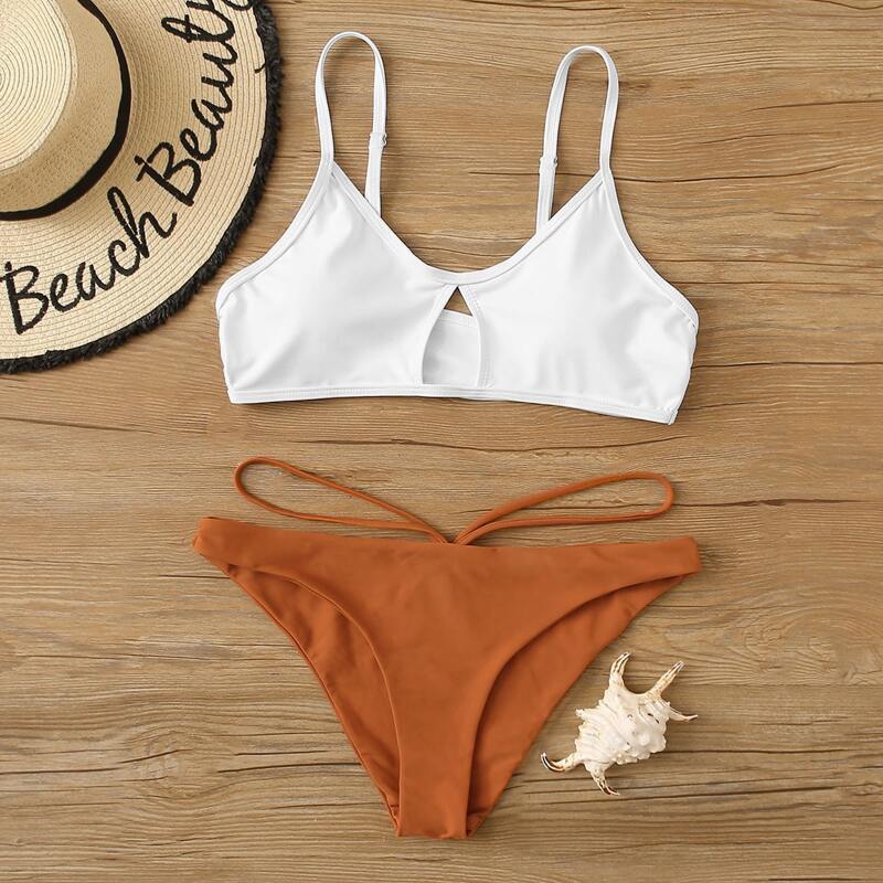 

Cut Out Front Bikini Swimsuit, Multicolor