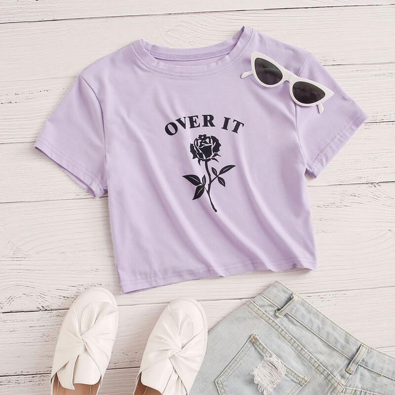 

Rose Graphic Purple Tee