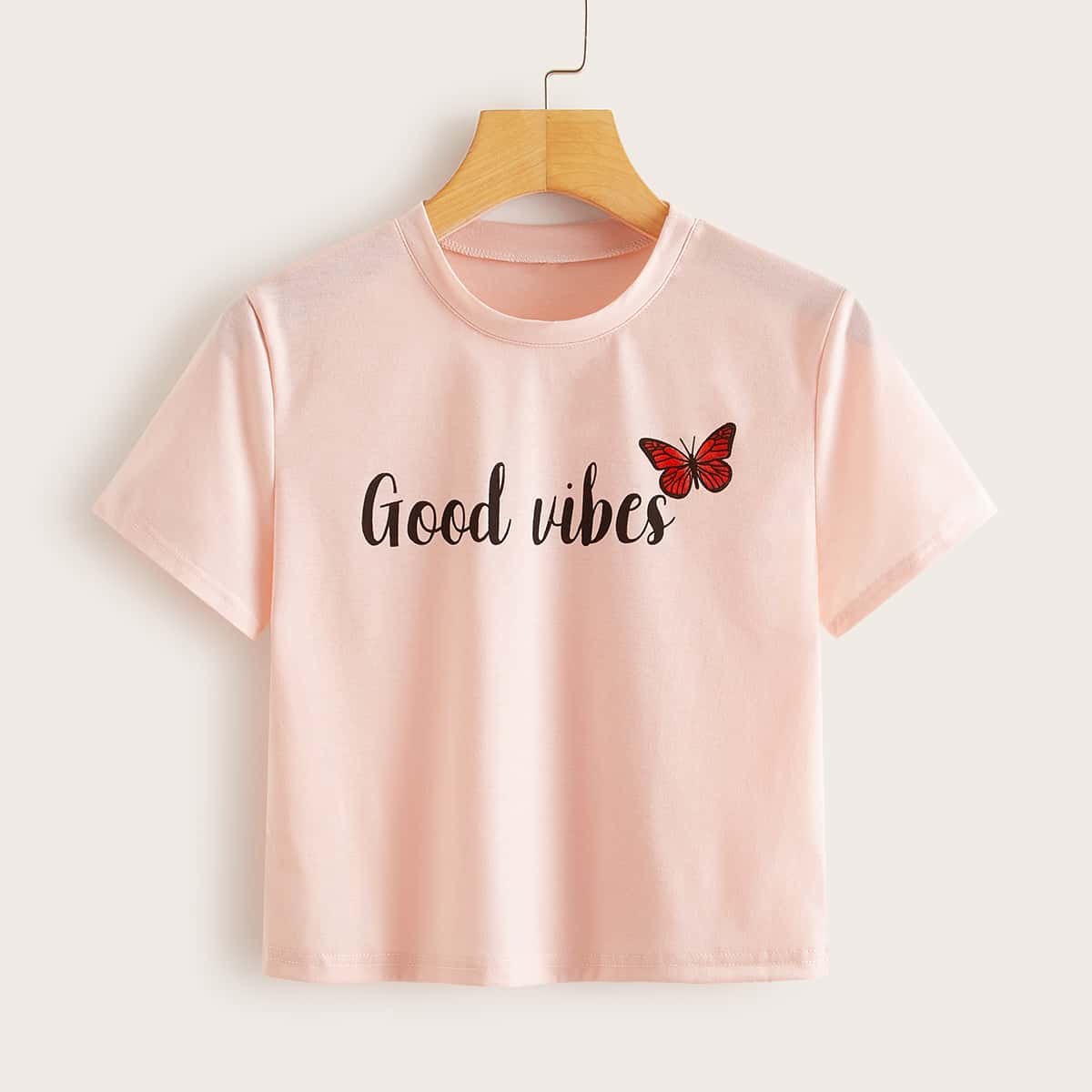 

Letter Graphic Pink Tee, Baby pink