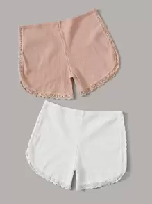 2 件装蕾丝边罗纹内裤套装 - 彩色 - 查看 1