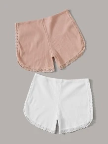 2 件装蕾丝边罗纹内裤套装 - 彩色 - 查看 4