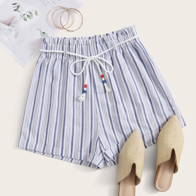 

Striped Tie Front Shorts, Multicolor