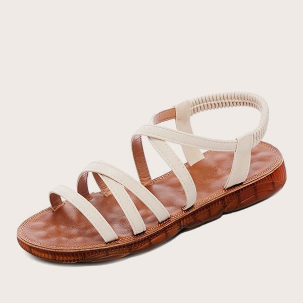 

Cross Band Slingback Sandals, Beige