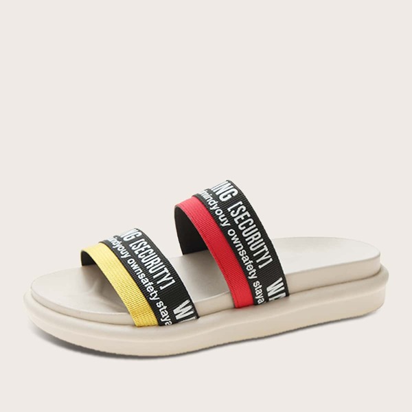 

Letter Graphic Double Band Sliders, Multicolor