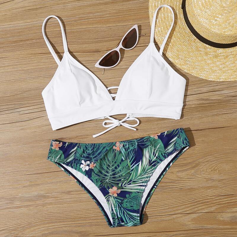 

Tropical Cami Low Rise Bikini Swimsuit, Multicolor