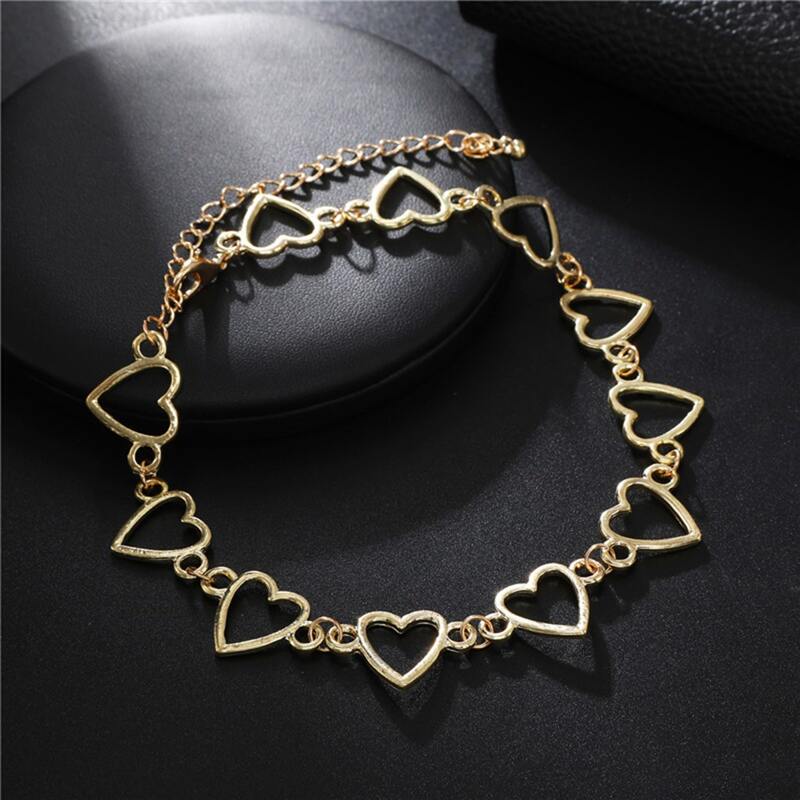 

1pc Hollow Out Heart Decor Choker, Gold