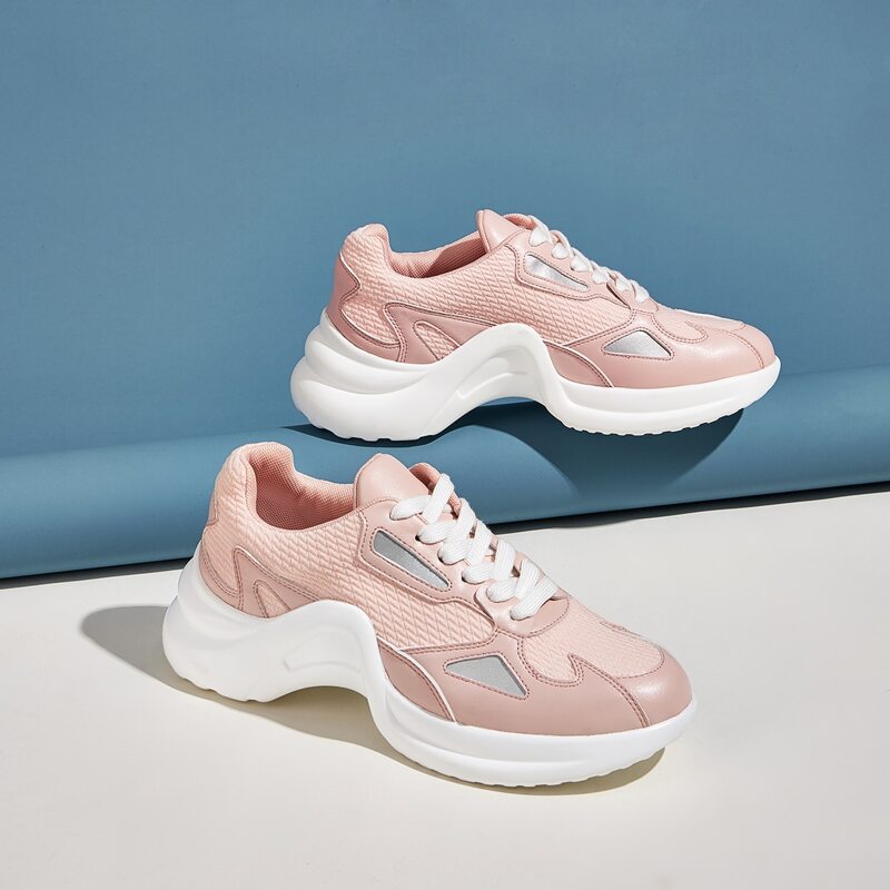 

Lace-up Front Wide Fit Chunky Sneakers, Pink