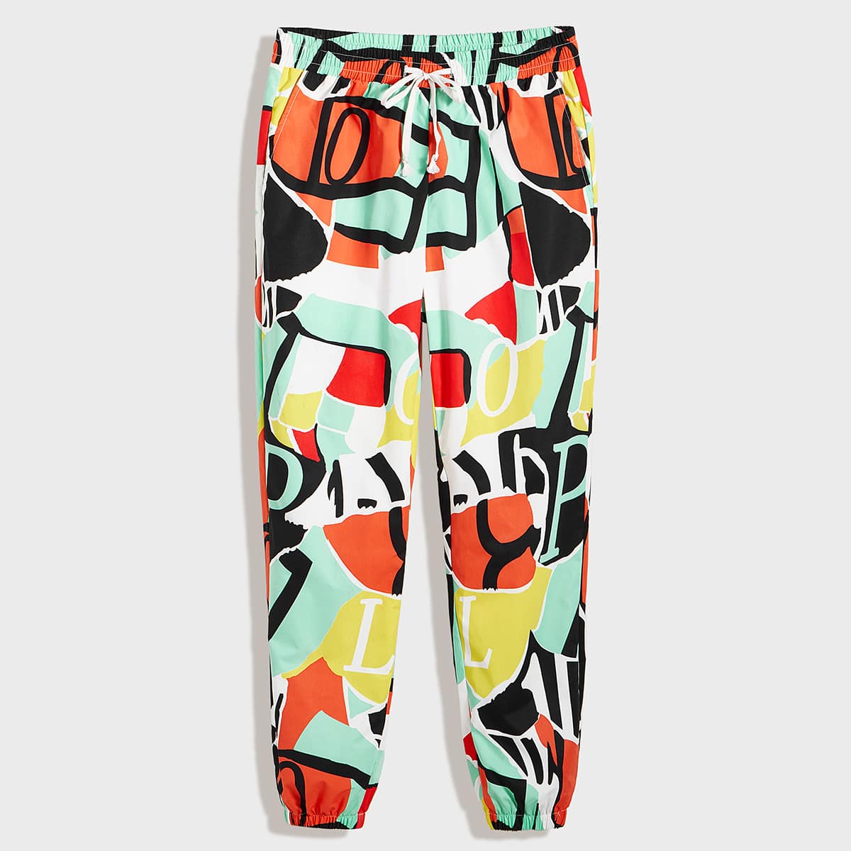 

Guys Drawstring Waist Slant Pocket Allover Print Pants, Multicolor