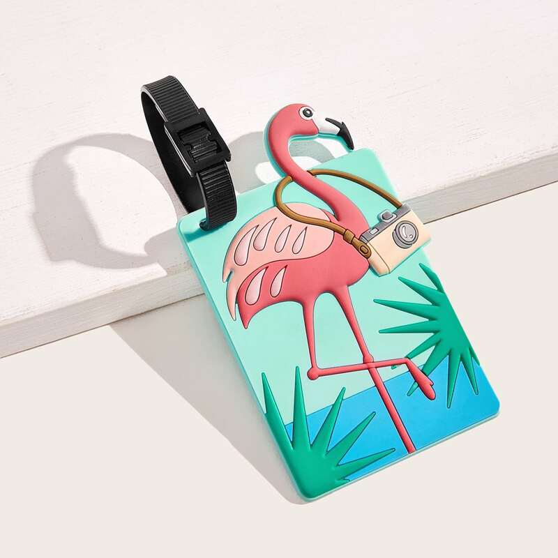 

Flamingo Design Luggage Tag, Green