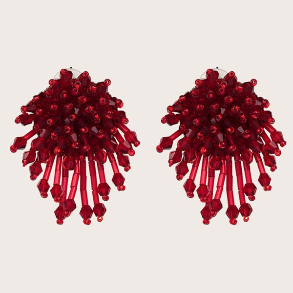 

Серьги из бисера ручной работы 1 пара, Красный
