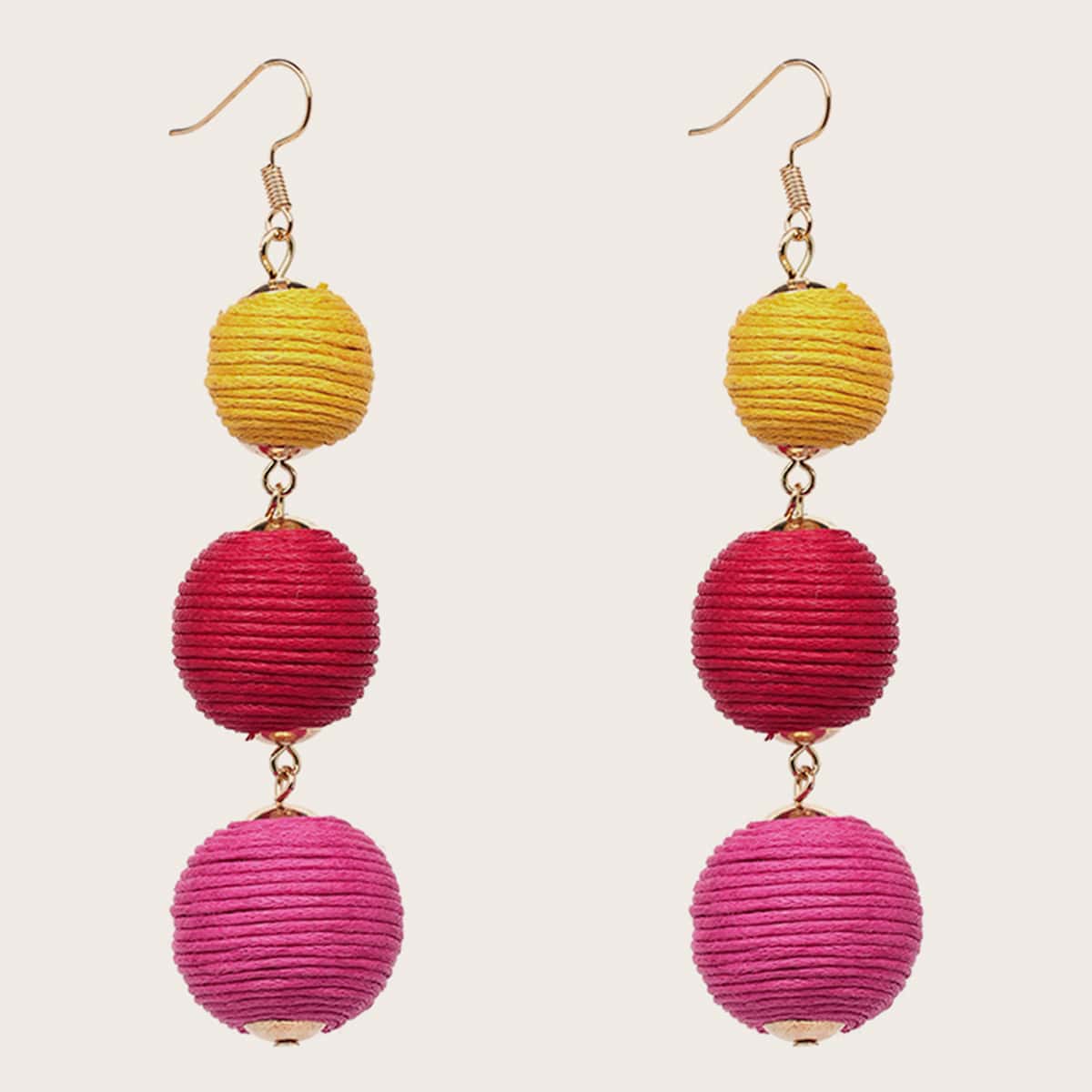 

1pair Rope Ball Decor Drop Earrings, Multicolor