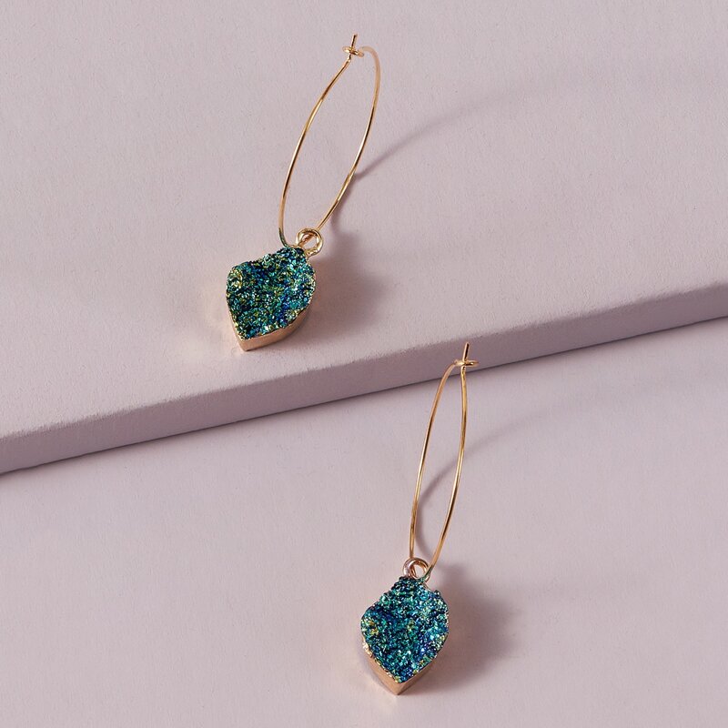 

1pair Geometric Charm Drop Earrings, Gold