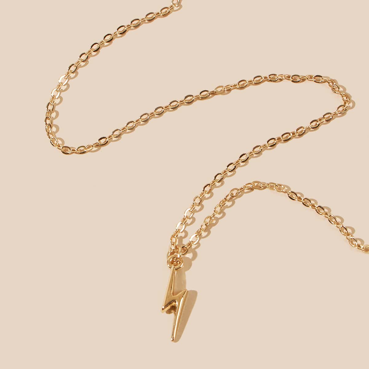 

1pc Thunder Chain Necklace, Gold