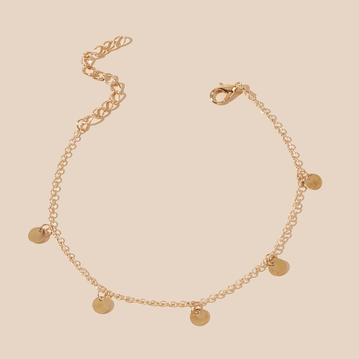 

1pc Disc Chain Anklet, Gold