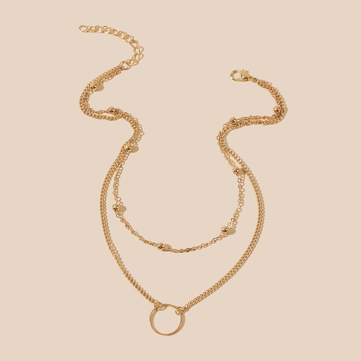 

1pc Ring & Ball Layered Choker, Gold