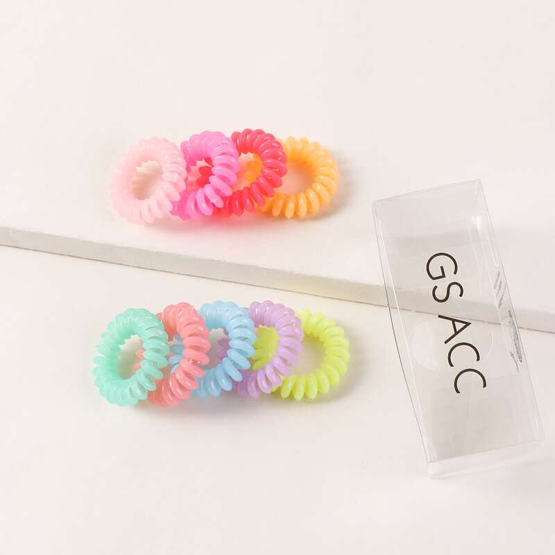 

9pcs Telephone Line Hair Tie, Multicolor